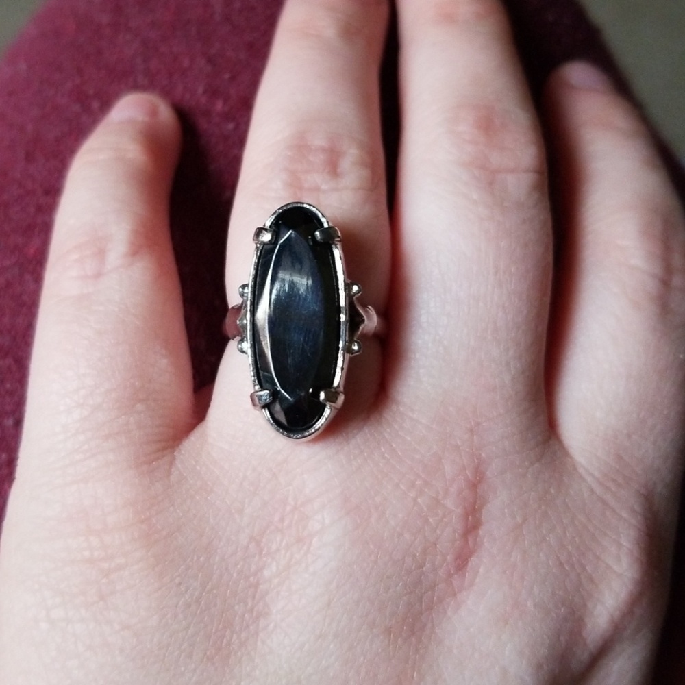 Charcoal grey stone ring